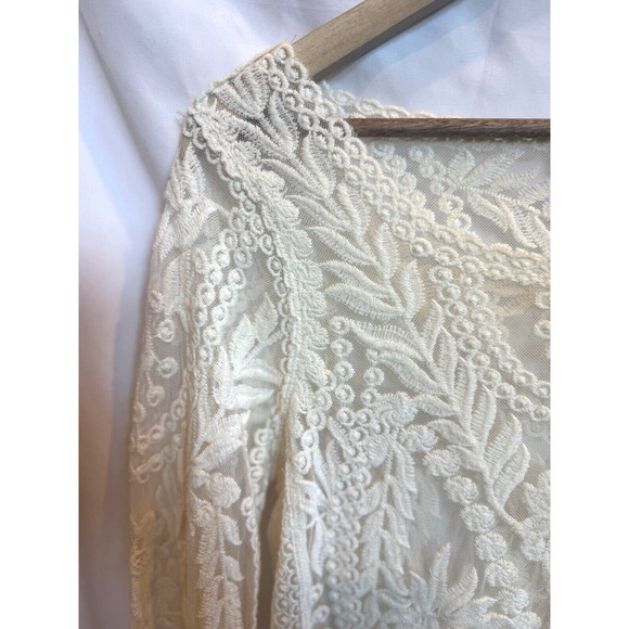 VTG Womens Lace Coquette Express Top Size S Embroidered Floral Dainty Feminine - Picture 4 of 16